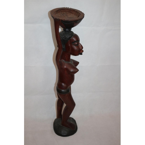 273 - Hand Carved Wooden Statue Study of African Lady 56cm Tall