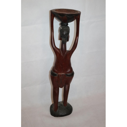 273 - Hand Carved Wooden Statue Study of African Lady 56cm Tall