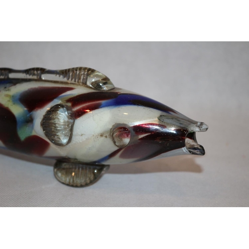 311 - Vintage Murano  Multi Coloured Glass Fish mouth has very very small chip