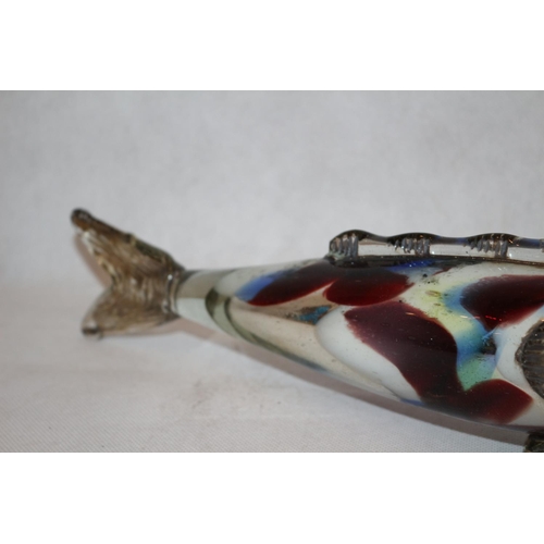 311 - Vintage Murano  Multi Coloured Glass Fish mouth has very very small chip