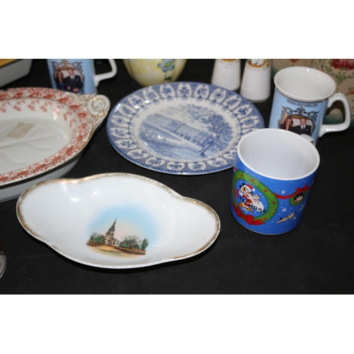 326 - An Assortment Of Chinaware Including Bowls Mugs, Welsh Condiment Set. Some A/F