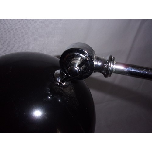 383 - Chrome Armed With Adjustable Black Metal Bowl Desk/Table Lamp . Working