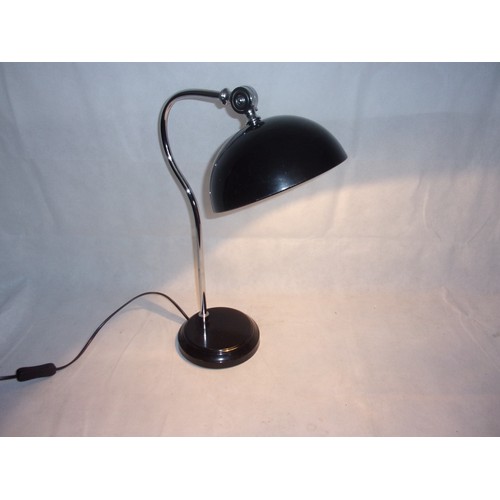 383 - Chrome Armed With Adjustable Black Metal Bowl Desk/Table Lamp . Working