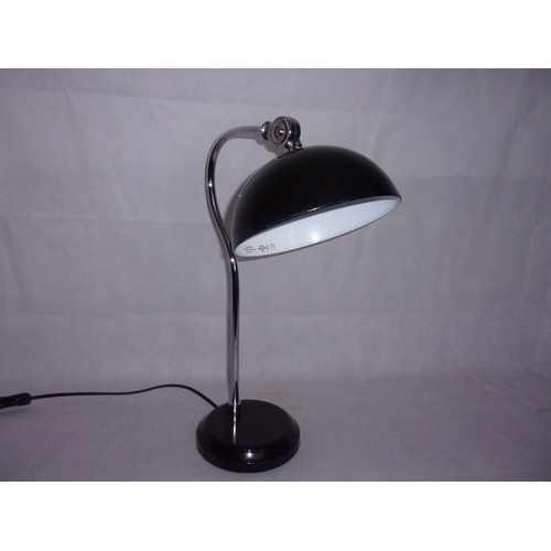 383 - Chrome Armed With Adjustable Black Metal Bowl Desk/Table Lamp . Working