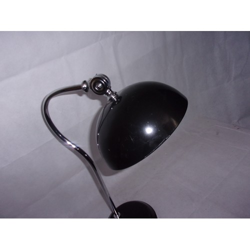 383 - Chrome Armed With Adjustable Black Metal Bowl Desk/Table Lamp . Working