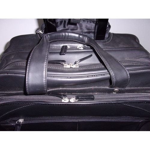 384 - Black Multi Compartment Flight/Office Holdall With Wheels