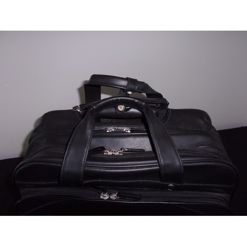 384 - Black Multi Compartment Flight/Office Holdall With Wheels