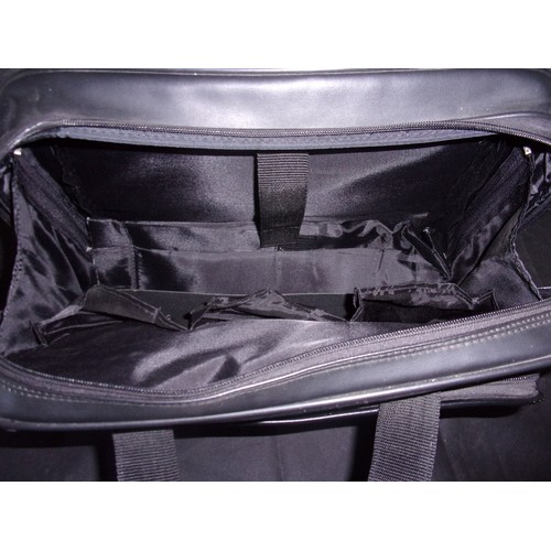 384 - Black Multi Compartment Flight/Office Holdall With Wheels