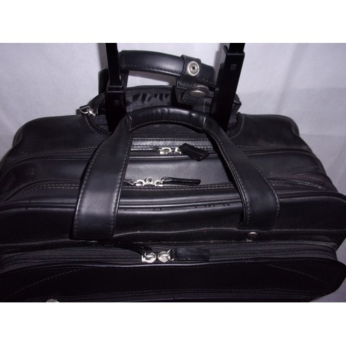 384 - Black Multi Compartment Flight/Office Holdall With Wheels