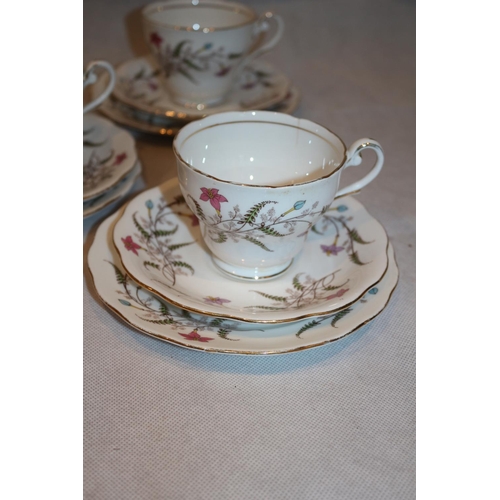 532 - Royal Standard Cups, Saucer and Sandwich Plate for 4. Cups marked 1230. Small crack on one cup