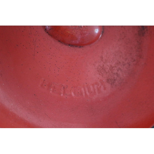 552 - 2 Red Cast Casserole/Stew Pots From Belgium and 2 Copper Pans