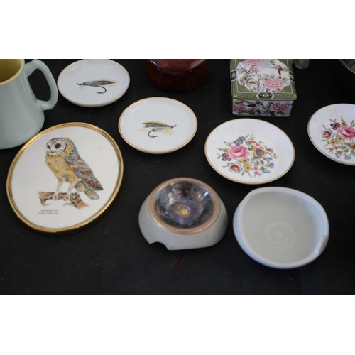 558 - A Large Assortment Of Chinaware Including Figurines, Pin Dishes With Names Like Wedgwood