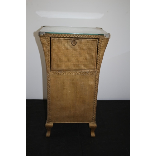 563 - Coloured Lloyd Loom Style Laundry Basket With Glass Top