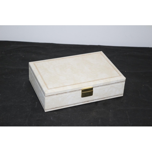 571 - Jewellery Box With Orange /Brown Lining 26cm x 17cm x7cm