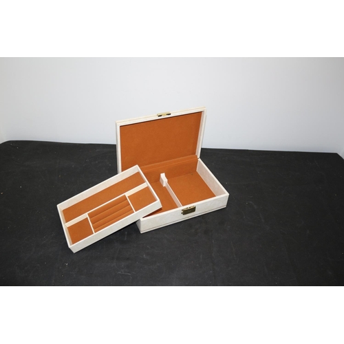 571 - Jewellery Box With Orange /Brown Lining 26cm x 17cm x7cm