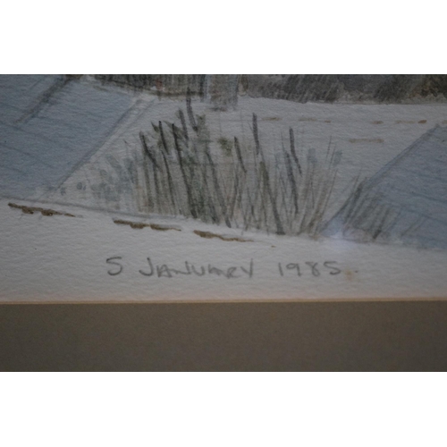 595 - An Original framed and Glazed watercolour titled Snow Looking Over Cuxton towards Wouldham Kent 32cm... 