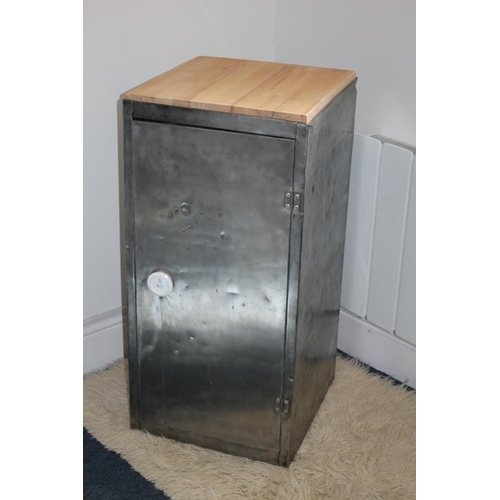 601 - A Quirky and unusual industrial style food preparation unit. Made from a Polished Metal Cabinet with... 