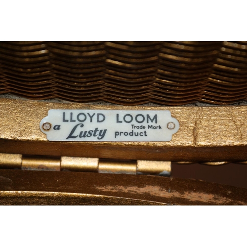 606 - Lloyd Loom Kidney Shaped Laundry Basket. Complete With Lloyd Loom Plaque 