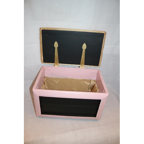 608 - Little Wooden Storage Box With Blackboard Painted Front