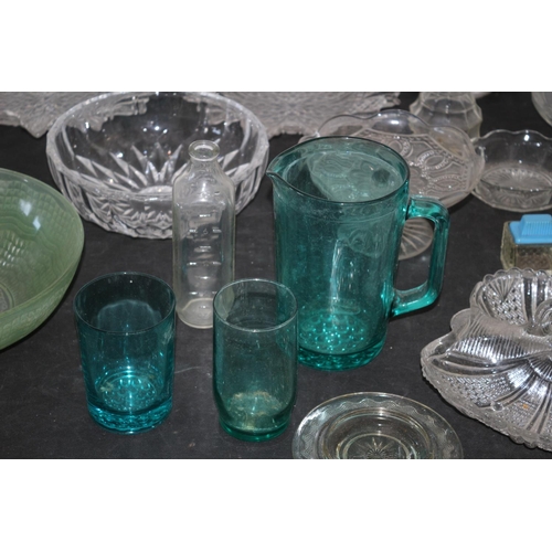 612 - Large Selection of Clear Glass Items plus Some Blue Glass Items