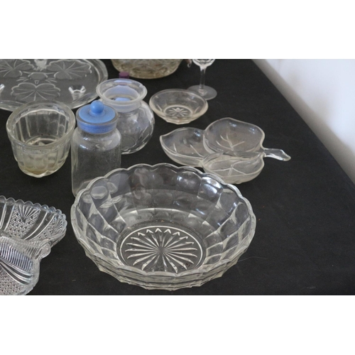 612 - Large Selection of Clear Glass Items plus Some Blue Glass Items