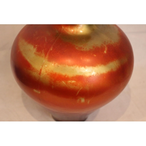 636 - Large Glass Spanish Vase Finished In Red And Gold