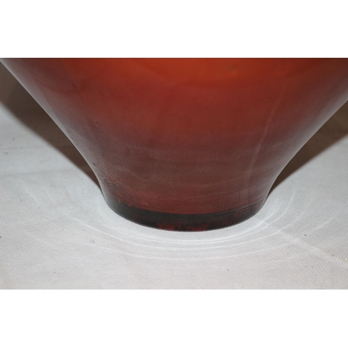 636 - Large Glass Spanish Vase Finished In Red And Gold