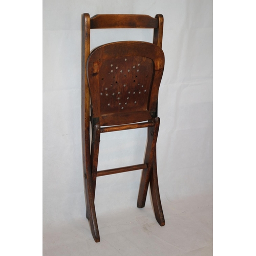 241 - Charming Folding Wooden Sample Chair With Age