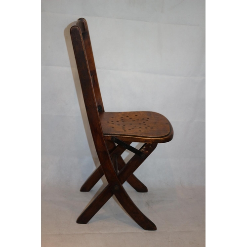 241 - Charming Folding Wooden Sample Chair With Age