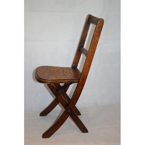 241 - Charming Folding Wooden Sample Chair With Age