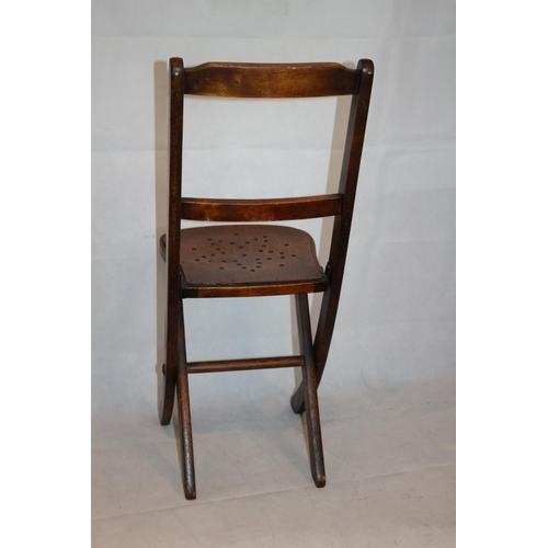 241 - Charming Folding Wooden Sample Chair With Age