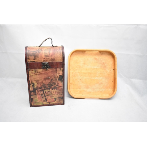 113 - Wooden Tray & Wine Bottle Decorative Box