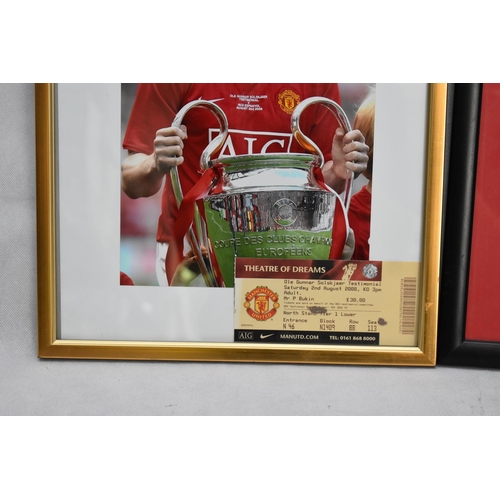 143 - 2 Manchester United Memorabilia Photos framed - one with signature