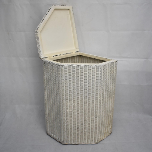 146 - A White Painted Lloyd Loom Style Corner Basket