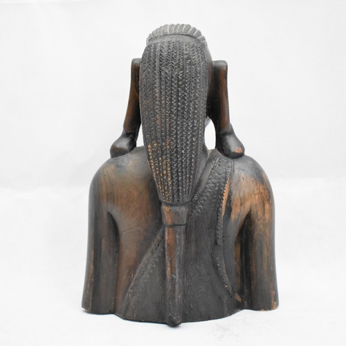 153 - Aged Tribal Wooden Bust Woman