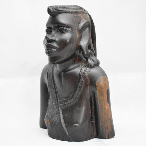 153 - Aged Tribal Wooden Bust Woman