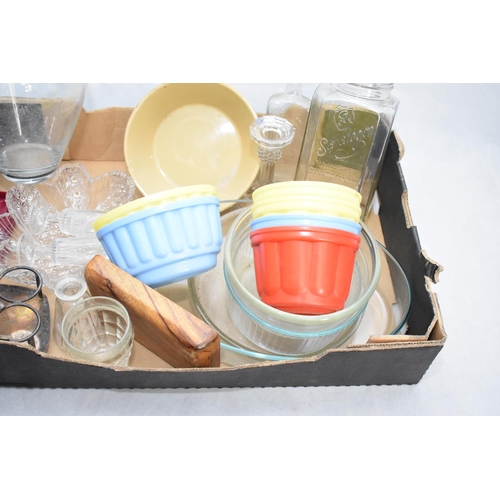 83 - Box of Pyrex and Vintage Storage Jars