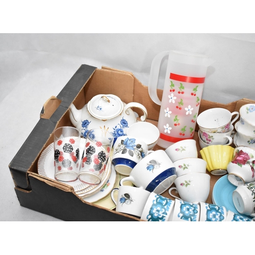 87 - A Box of Mid Century Including China Blue 70's Cups