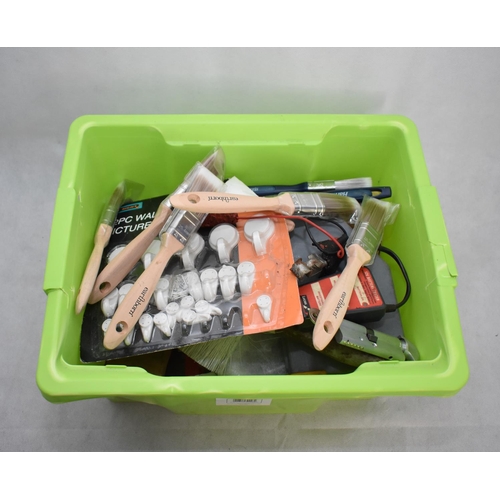 94 - A Green Box of Assorted Tools including Fittings with Earthborn Brushes