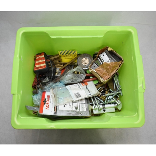 94 - A Green Box of Assorted Tools including Fittings with Earthborn Brushes