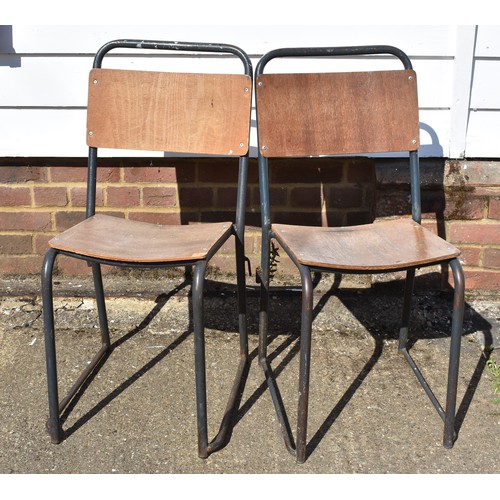 641 - Pair of Ply Seat and Back Metal Vintage Chairs