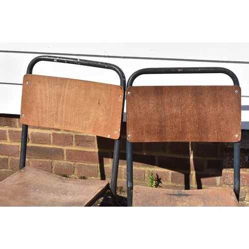 641 - Pair of Ply Seat and Back Metal Vintage Chairs