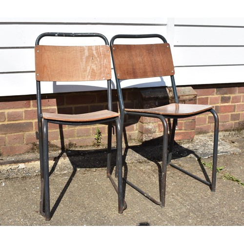 641 - Pair of Ply Seat and Back Metal Vintage Chairs