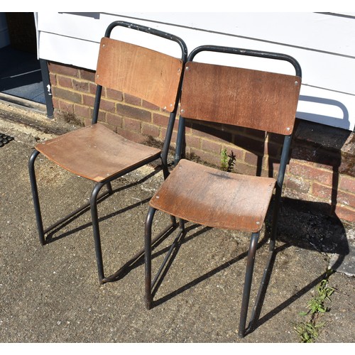 641 - Pair of Ply Seat and Back Metal Vintage Chairs