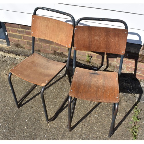 641 - Pair of Ply Seat and Back Metal Vintage Chairs