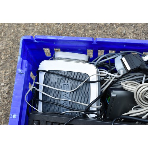 17 - A Large Box Of Various Wires Including A Computer Monitor