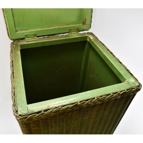 37 - A Lloyd Loom Style Basket Featuring A Glass Top