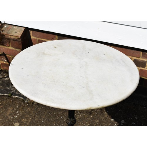 40 - A French Bistro Style Marble Top Table With Cast Iron Base