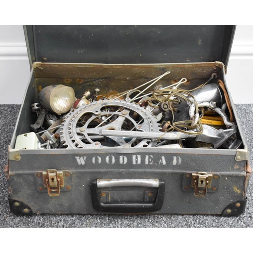 60 - Vintage Case Full of Vintage Bike Parts, including lights, brakes etc