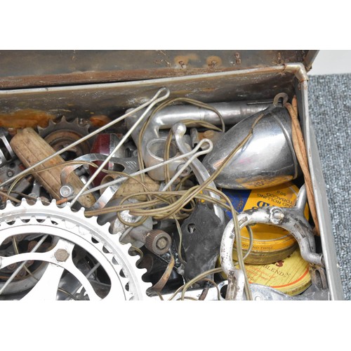 60 - Vintage Case Full of Vintage Bike Parts, including lights, brakes etc